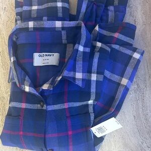Old Navy Vibrant Blue and Red Plaid Shirt